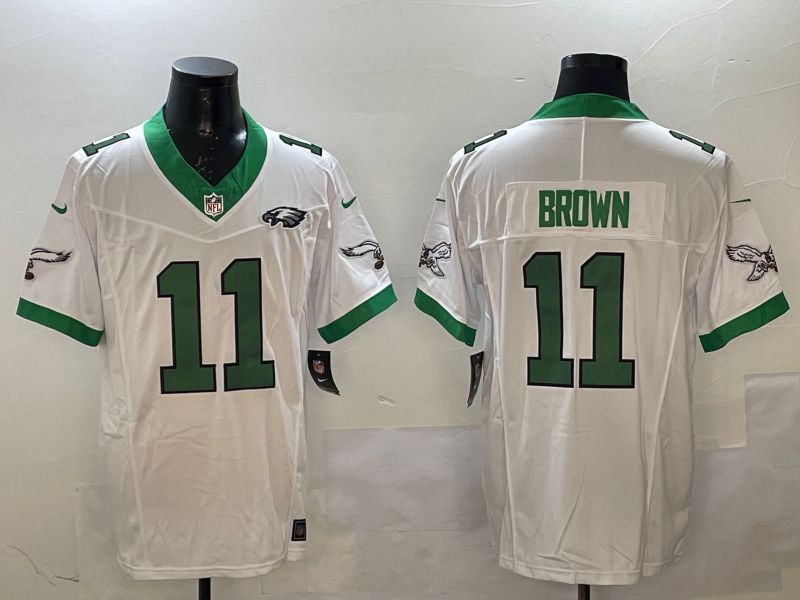 Men Philadelphia Eagles #11 Brown White Retro three generations 2025 Nike Vapor Limited NFL Jersey style 4->philadelphia eagles->NFL Jersey